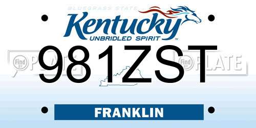 981ZST Kentucky License Plate