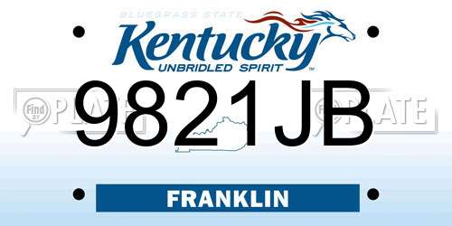9821JB Kentucky License Plate