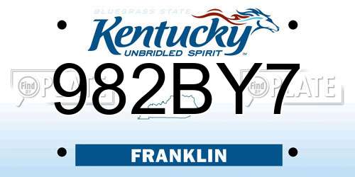 982BY7 Kentucky License Plate
