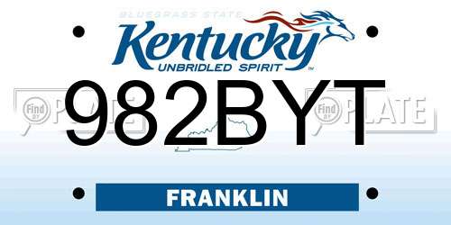 982BYT Kentucky License Plate