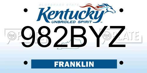 982BYZ Kentucky License Plate
