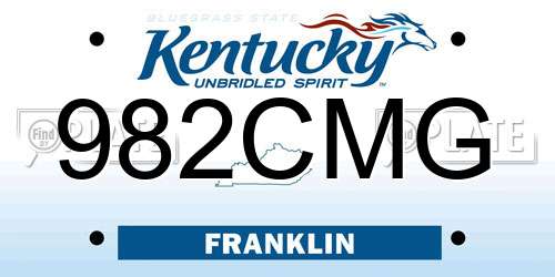 982CMG Kentucky License Plate