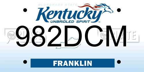 982DCM Kentucky License Plate