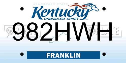 982HWH Kentucky License Plate
