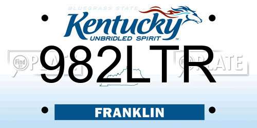 982LTR Kentucky License Plate