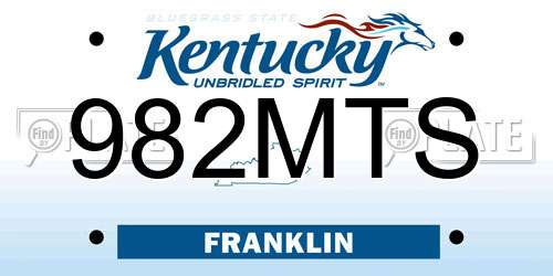 982MTS Kentucky License Plate