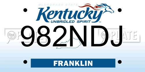 982NDJ Kentucky License Plate