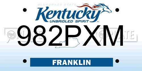 982PXM Kentucky License Plate