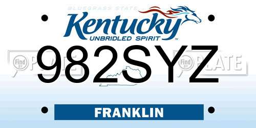 982SYZ Kentucky License Plate