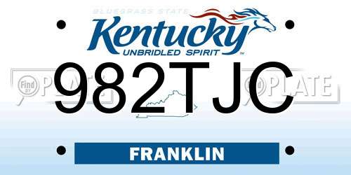 982TJC Kentucky License Plate