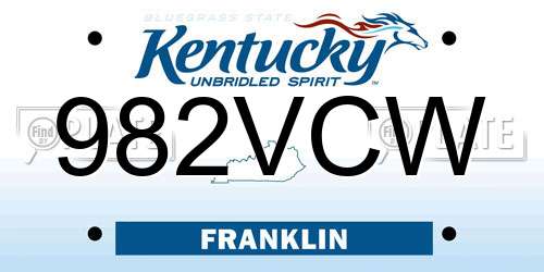 982VCW Kentucky License Plate