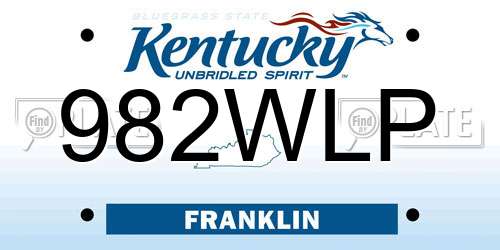 982WLP Kentucky License Plate