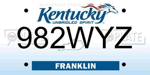 982WYZ Kentucky License Plate