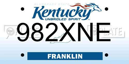 982XNE Kentucky License Plate