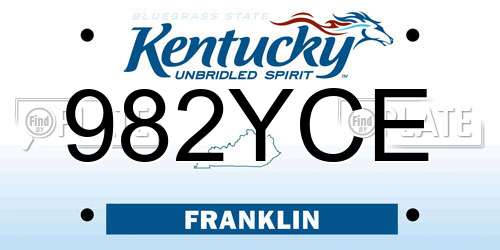 982YCE Kentucky License Plate