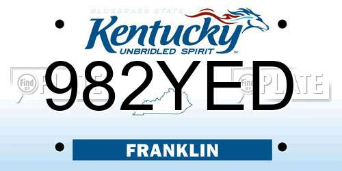 982YED Kentucky License Plate