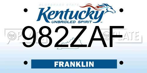 982ZAF Kentucky License Plate