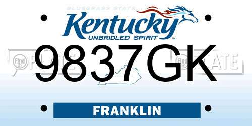 9837GK Kentucky License Plate