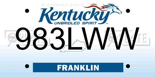 983LWW Kentucky License Plate