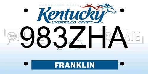 983ZHA Kentucky License Plate