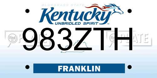 983ZTH Kentucky License Plate
