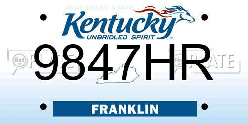 9847HR Kentucky License Plate