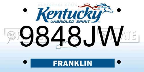 9848JW Kentucky License Plate