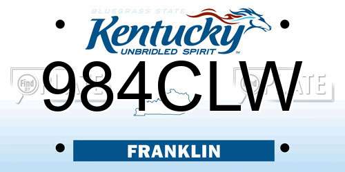 984CLW Kentucky License Plate