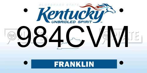 984CVM Kentucky License Plate