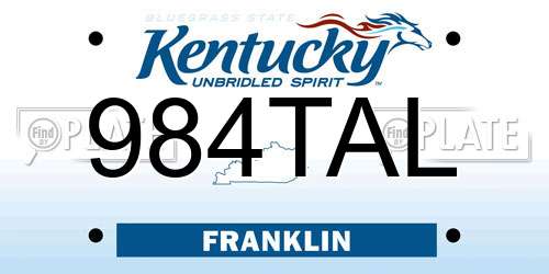 984TAL Kentucky License Plate