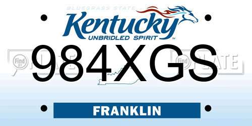 984XGS Kentucky License Plate
