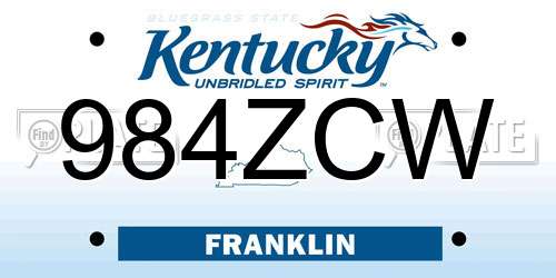 984ZCW Kentucky License Plate