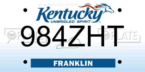 984ZHT Kentucky License Plate