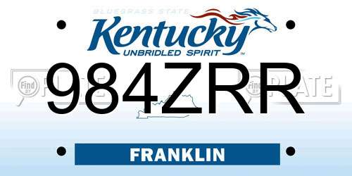 984ZRR Kentucky License Plate