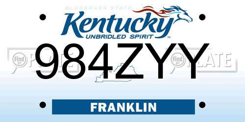 984ZYY Kentucky License Plate