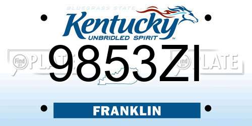 9853ZI Kentucky License Plate