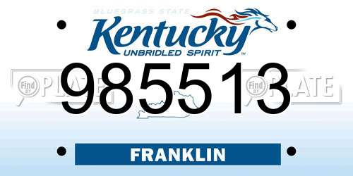 985513 Kentucky License Plate