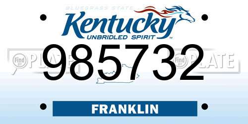 985732 Kentucky License Plate