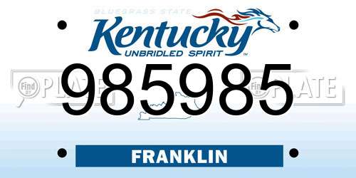 985985 Kentucky License Plate
