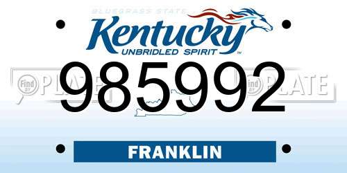 985992 Kentucky License Plate