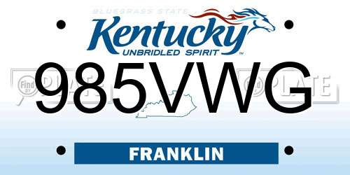 985VWG Kentucky License Plate