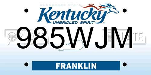 985WJM Kentucky License Plate