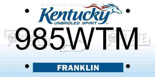 985WTM Kentucky License Plate