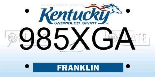 985XGA Kentucky License Plate