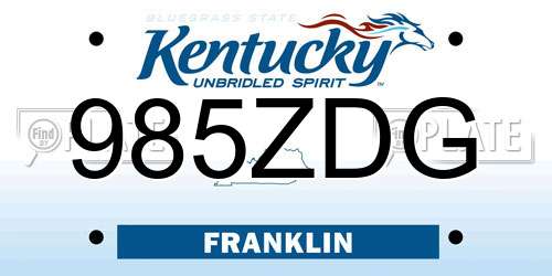 985ZDG Kentucky License Plate
