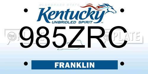 985ZRC Kentucky License Plate