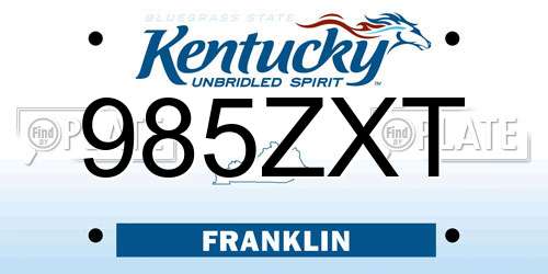 985ZXT Kentucky License Plate