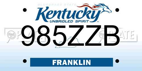 985ZZB Kentucky License Plate