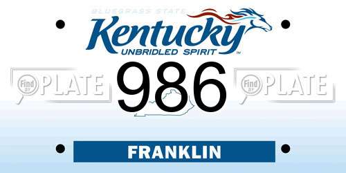 986 Kentucky License Plate