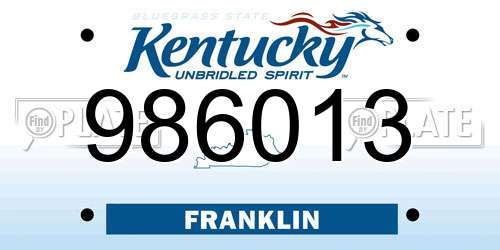 986013 Kentucky License Plate